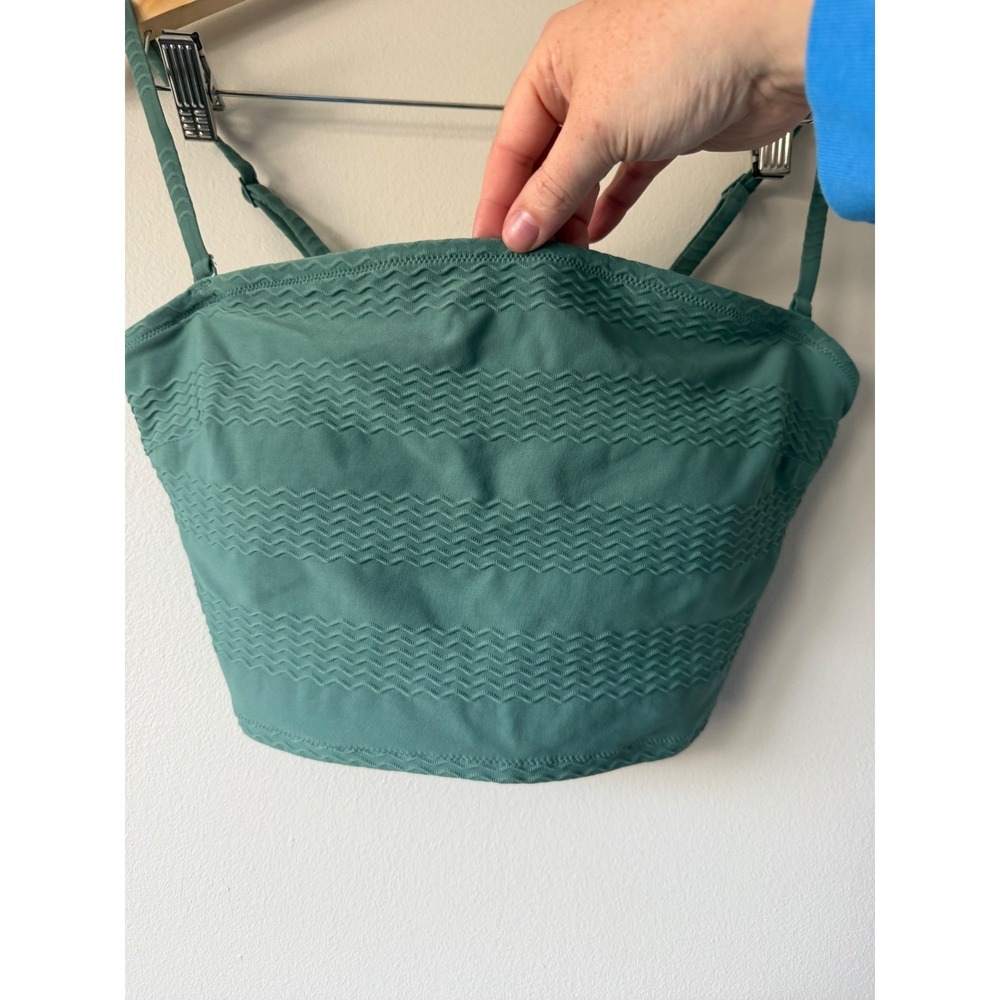 Aerie Teal Green Textured Chevron Bandeau Top Adjustable Straps Medium - Picture 5 of 7